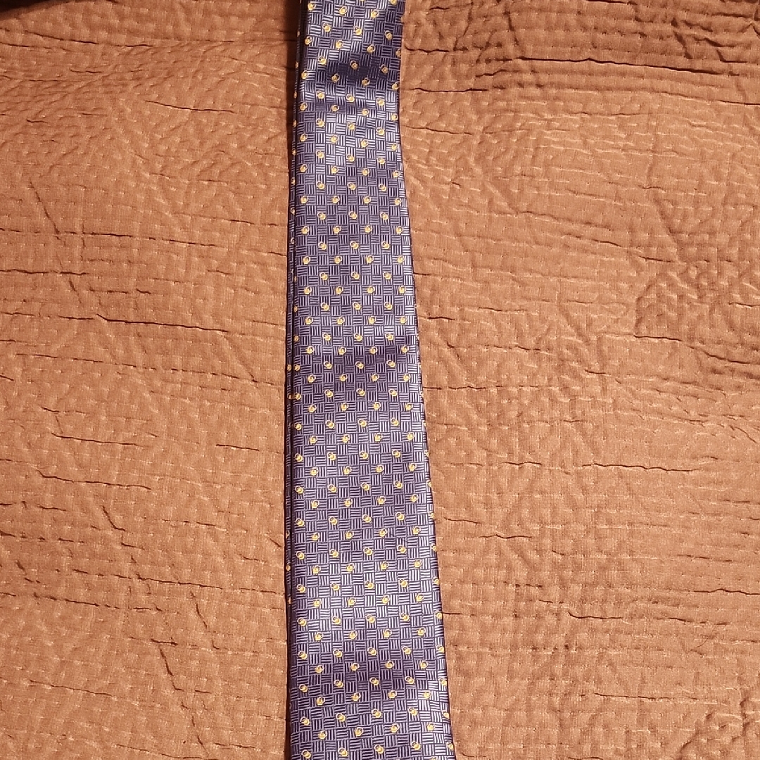 Michael Kors Blue And Gold Patterned Tie